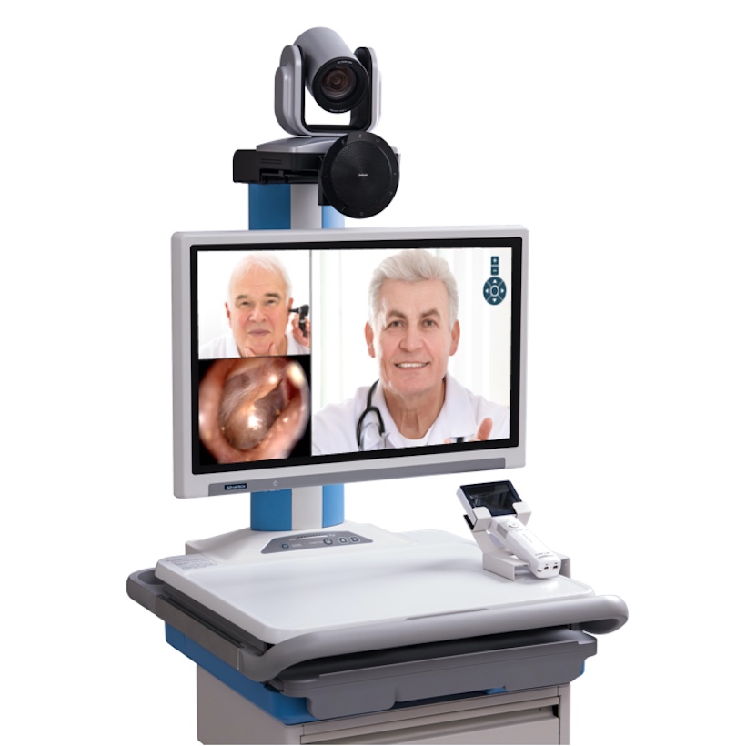 Telehealth Computer Cart on Wheels with PTZ Camera